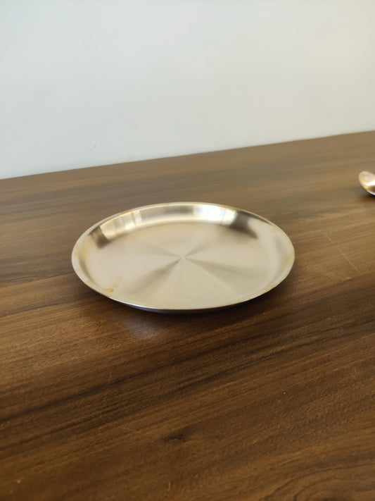 Bronze/Kansa Thali Plate - Side Edged 8inch