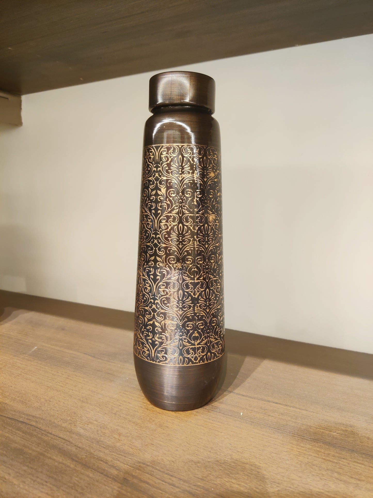 Copper Water Bottle 950ml - Antique Etching
