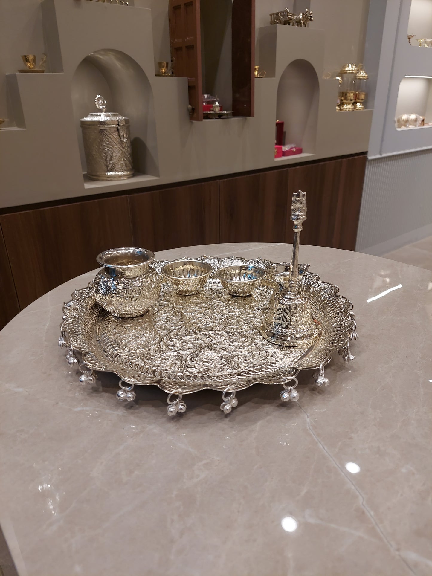 German Silver Pooja Set