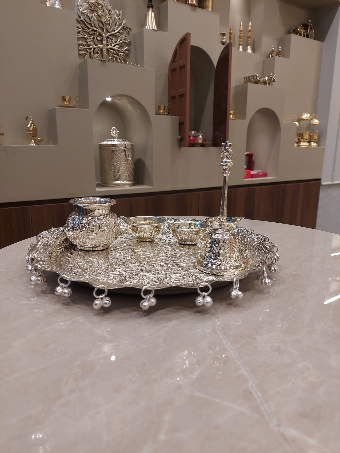 German Silver Pooja Set