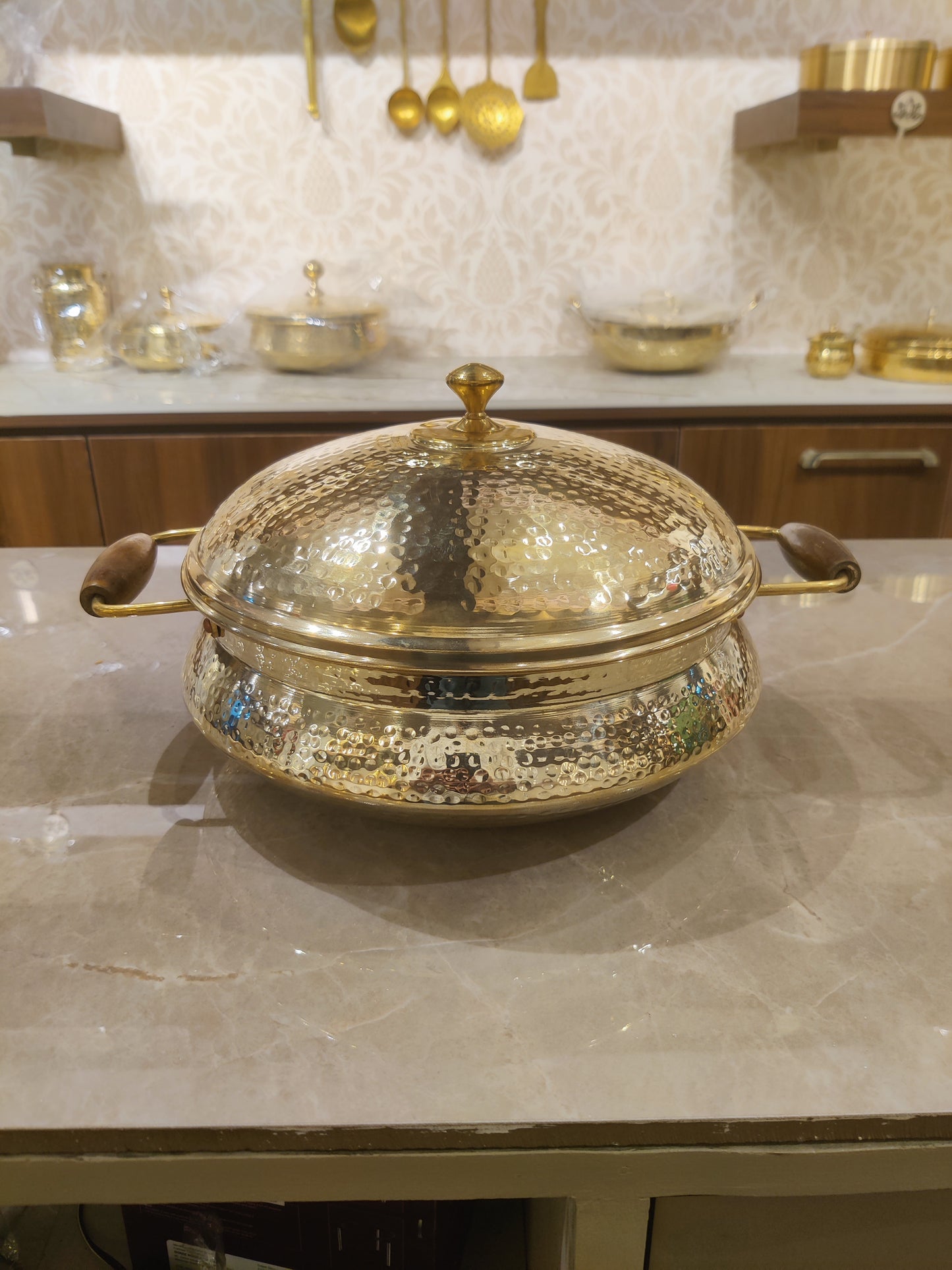 Brass Lagan with wooden handle