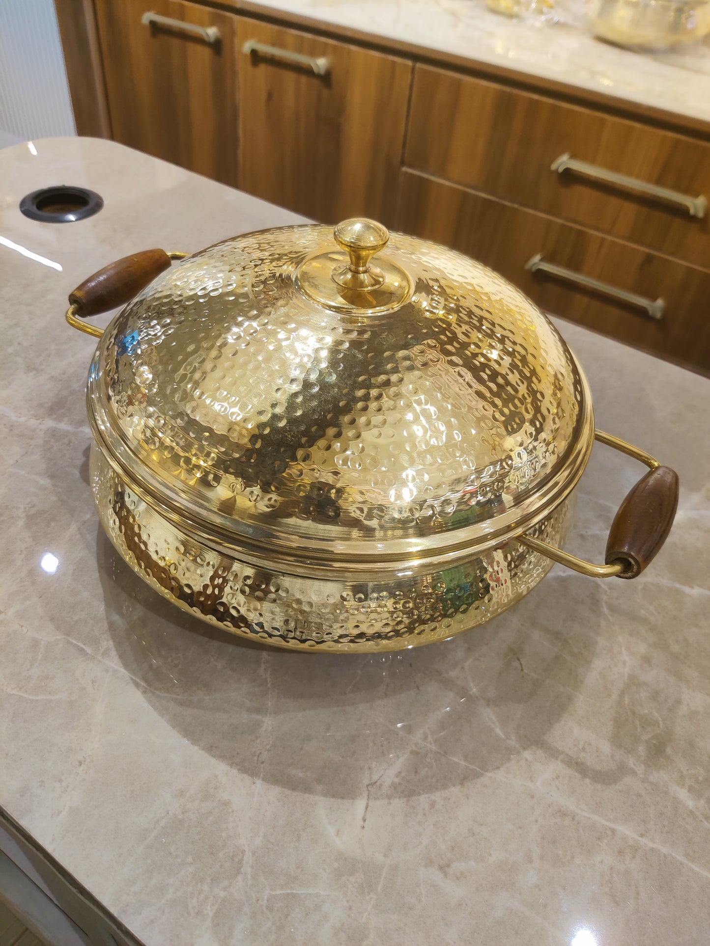 Brass Lagan with wooden handle