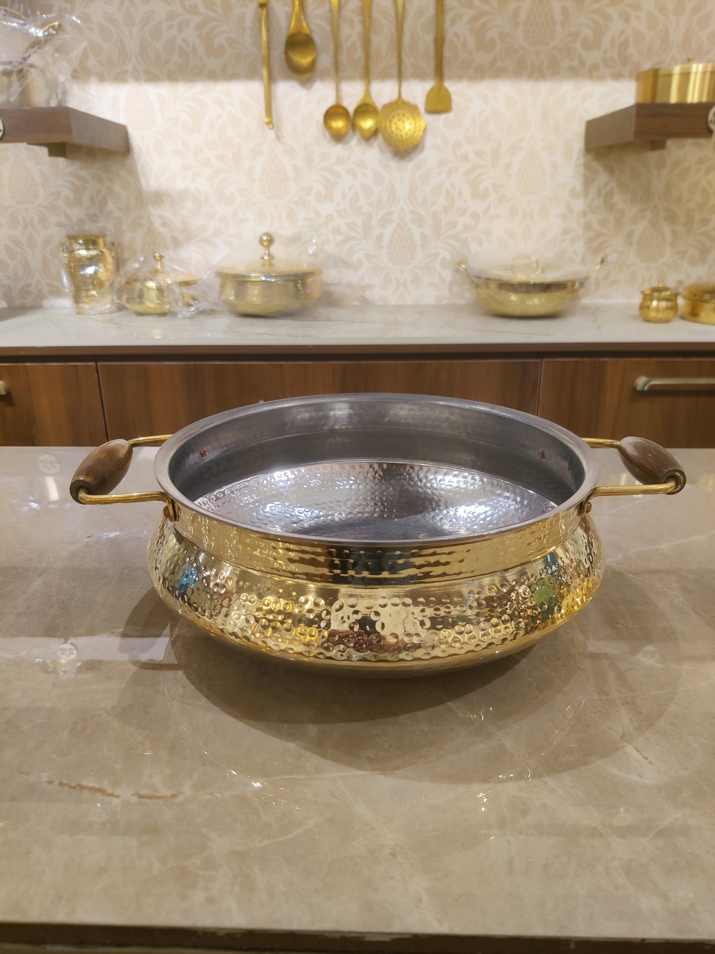 Brass Lagan with wooden handle